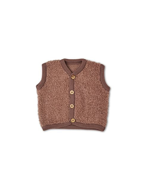 Bouclé vest - Merino wool - Rose brown - Smallstuff