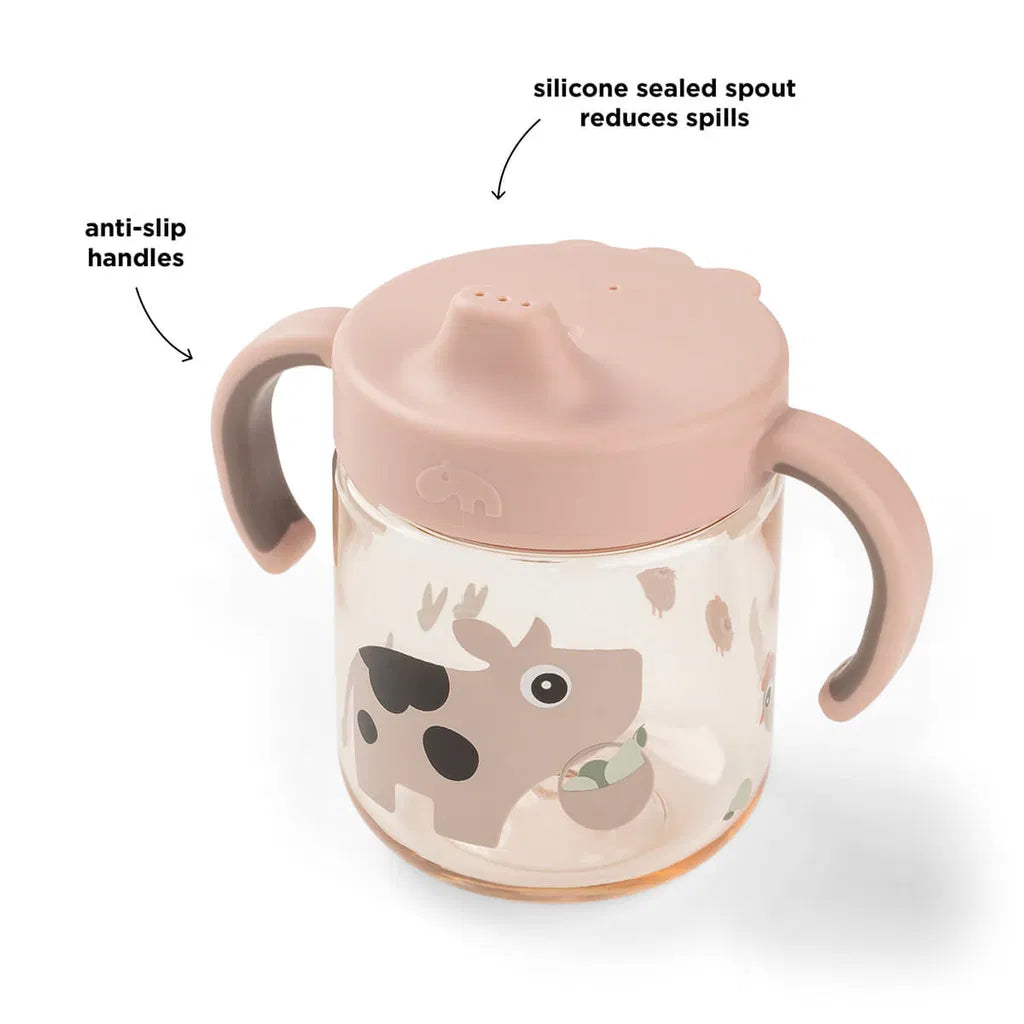 Lernbecher - Schnabeltasse mit 2 Griffen - Tiny Farm - Puder - Done by Deer