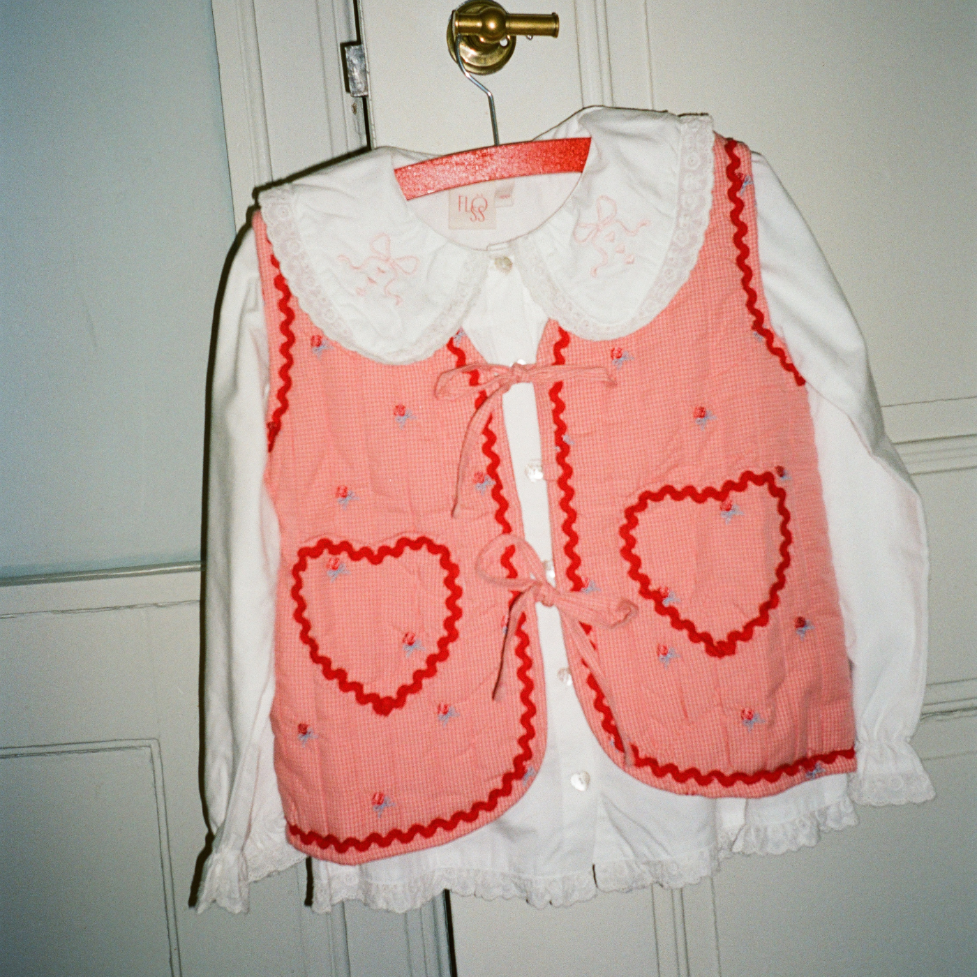 Gewatteerd gilet Sonja Vest – Pink Rose Gingham – Katoen – Flöss