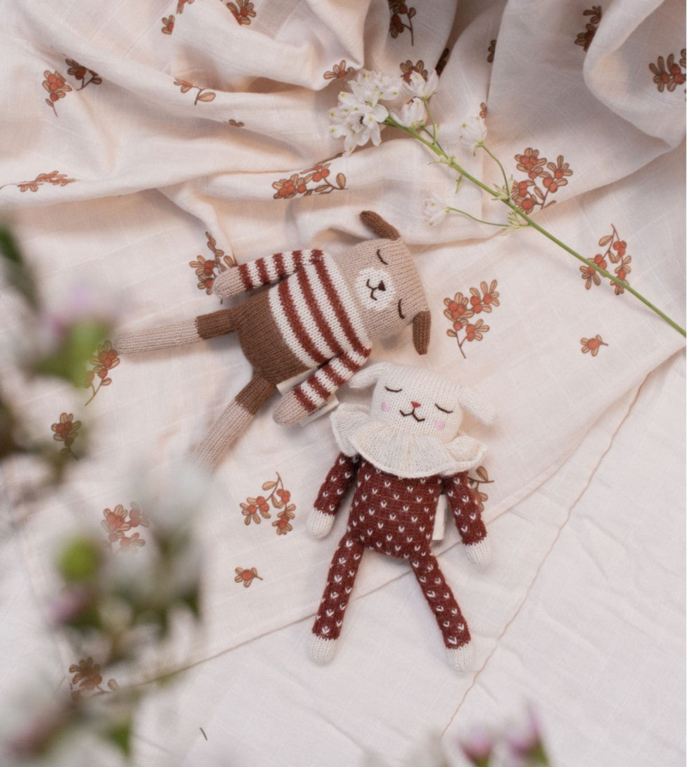 Gebreid knuffel hondje/puppy - Striped sweater - Alpaca wol - Main Sauvage