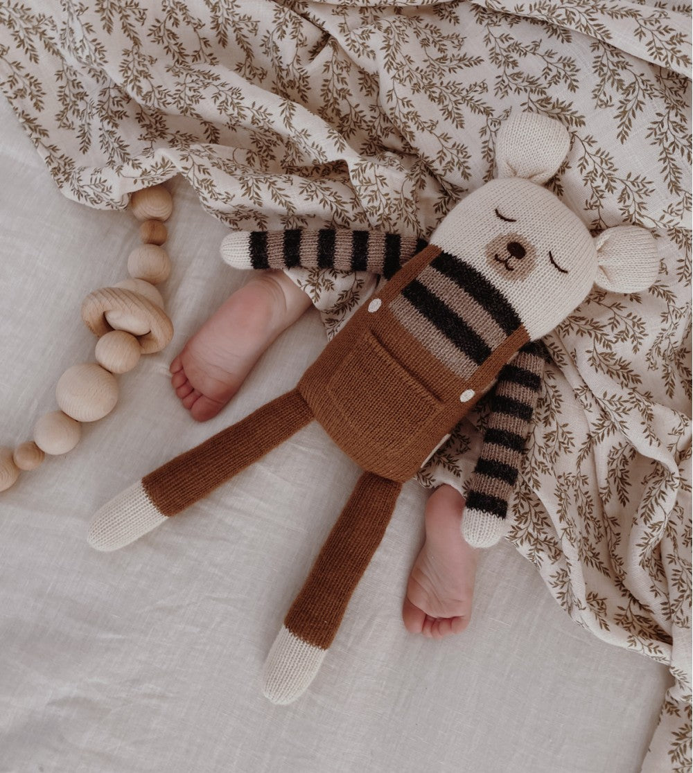 Large bear plush toy - Large Teddy - Ecru overall - Alpaca wool - Main Sauvage