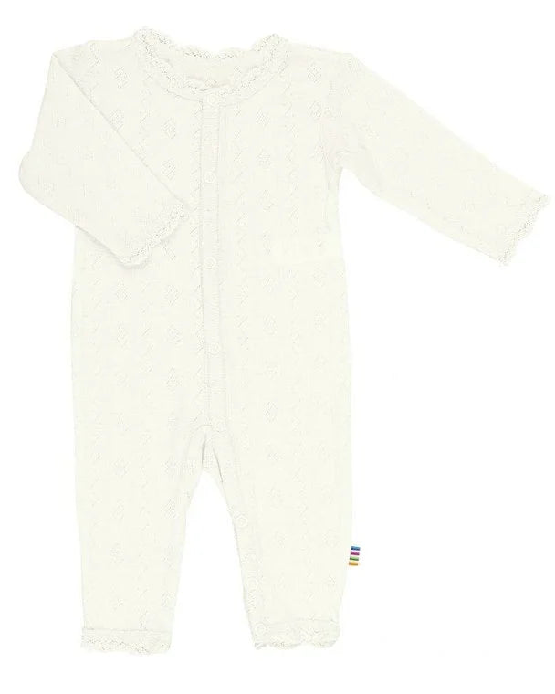 Bodysuit - Wool/Silk - Pointelle - White - Joha