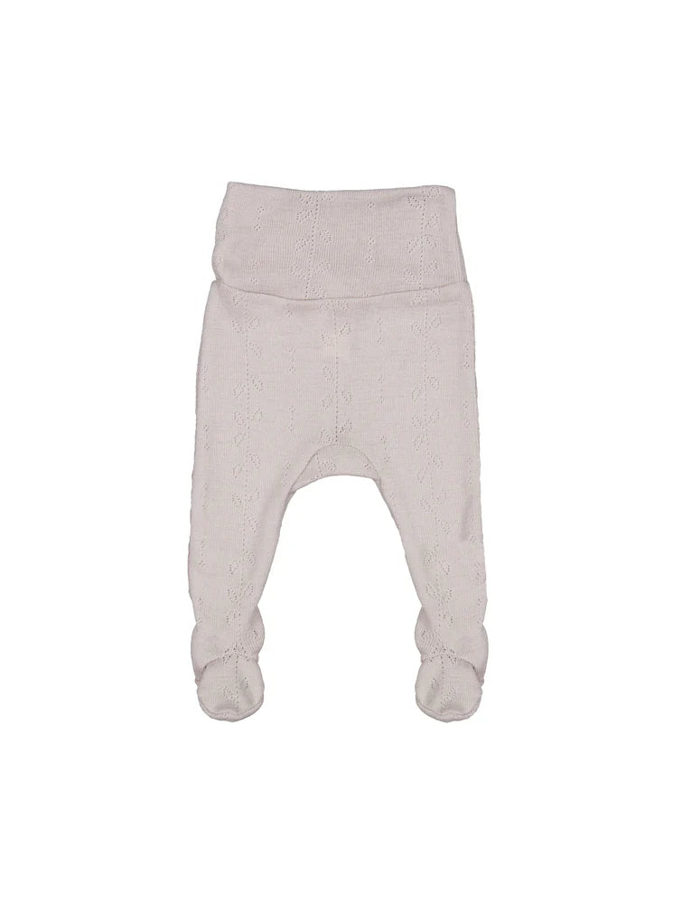 MarMar Copenhagen Piva broekje Pointelle in 100% merinowol zacht wit merinowol baby broekje met voetjes en elegant pointelle breisel voor newborn soft dove