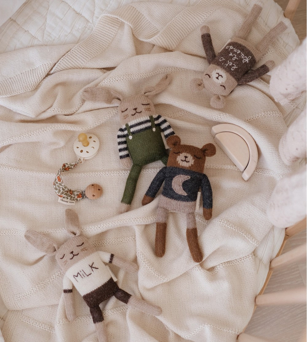 Knitted Cuddly Bear/Teddy - Midnight - Alpaca Wool - Main Sauvage x Organic Zoo