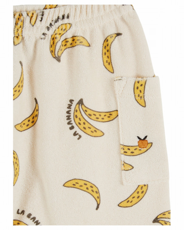 Terry towelling bottoms - Sarouel Sponge - Organic cotton blend - Bananas/Off-white - Emile et Ida