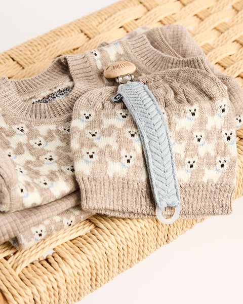 Strickmütze mit Hundeaufdruck - Naturmeliert Hunde - 100% Merinowolle - SmallStuff