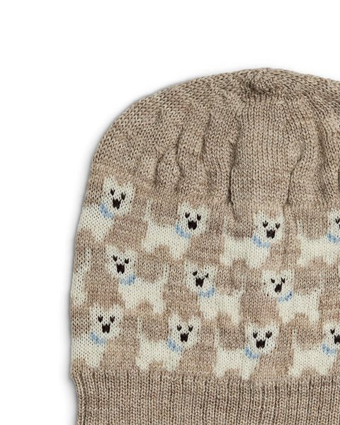 Strickmütze mit Hundeaufdruck - Naturmeliert Hunde - 100% Merinowolle - SmallStuff