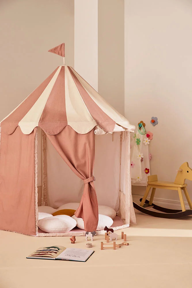 Paviljoentent Stripe Dusty Brown - GOTS biologisch katoen - Kid's Concept