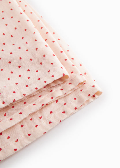 Swaddle - Hydrofiele doek - 110x110 cm - Biologisch katoen mousseline -  Bonded Muslin Print - Happy Hearts/Hartjes - MarMar Copenhagen