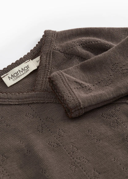 Overslag vestje - Tut Wrap LS Wool Pointelle - 100% merinowol - MarMar Copenhagen