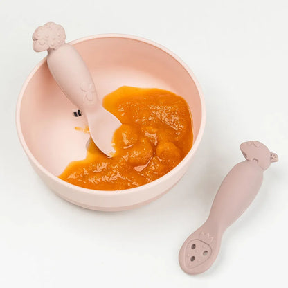 Löffelset für Babys – Learning spoon set – Tiny Farm – Powder – Done by Deer