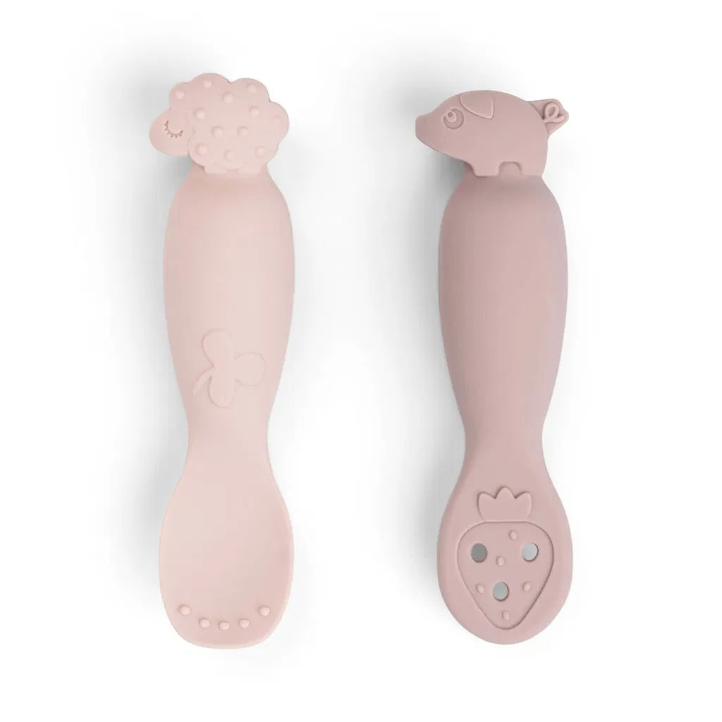 Löffelset für Babys – Learning spoon set – Tiny Farm – Powder – Done by Deer