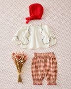Baby broekje – Terracotta Gingham Embroidered – 100% katoen - Emile et Ida