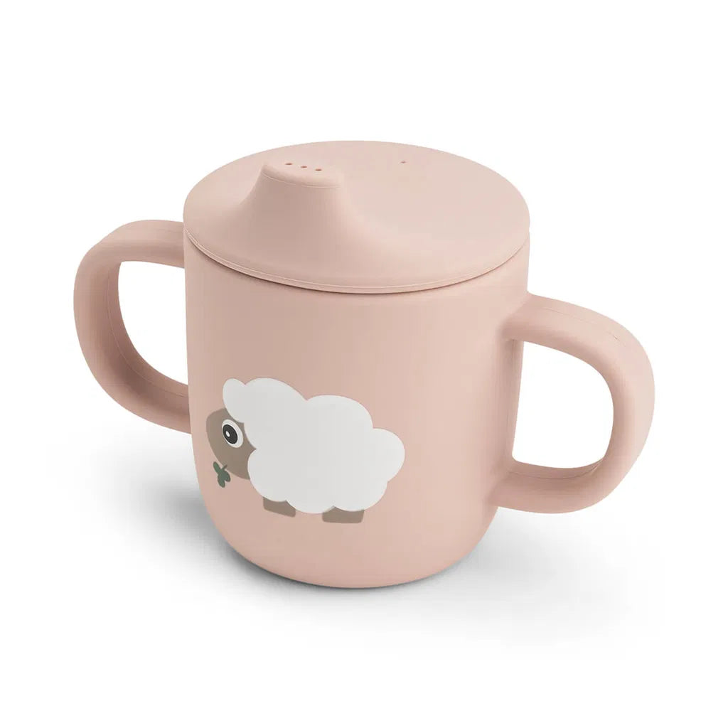 Silikon-Trinkbecher mit 2 Henkeln - Schnabeltasse - Tiny Farm - Puder - Done by Deer