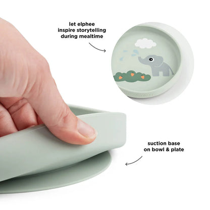 Suction Plate Set - Stick&Stay Dinner Set - Elphee - Green - Done by Deer