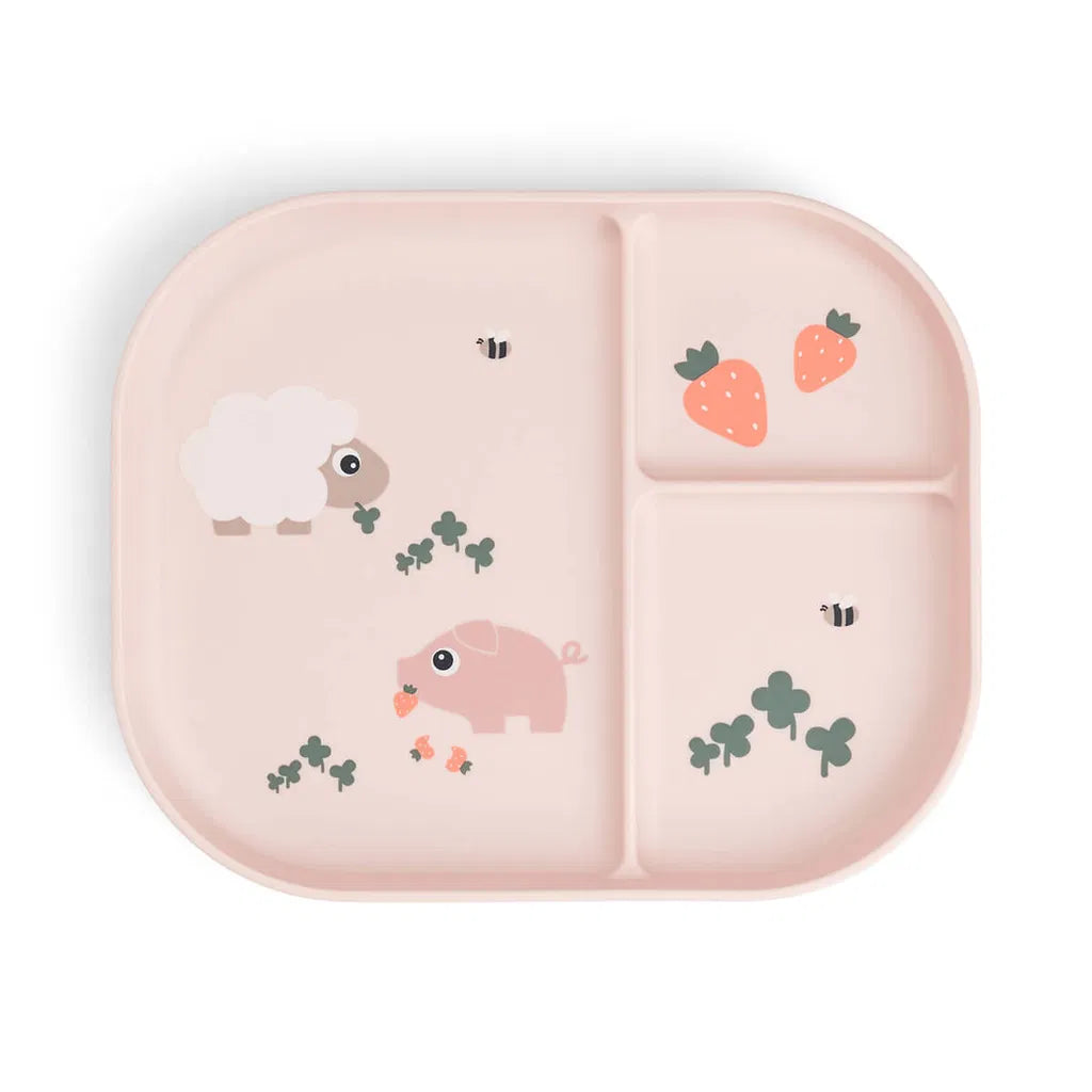 Compartment plate - Foodie compartment plate - Tiny farm - Powder - Done by Deer