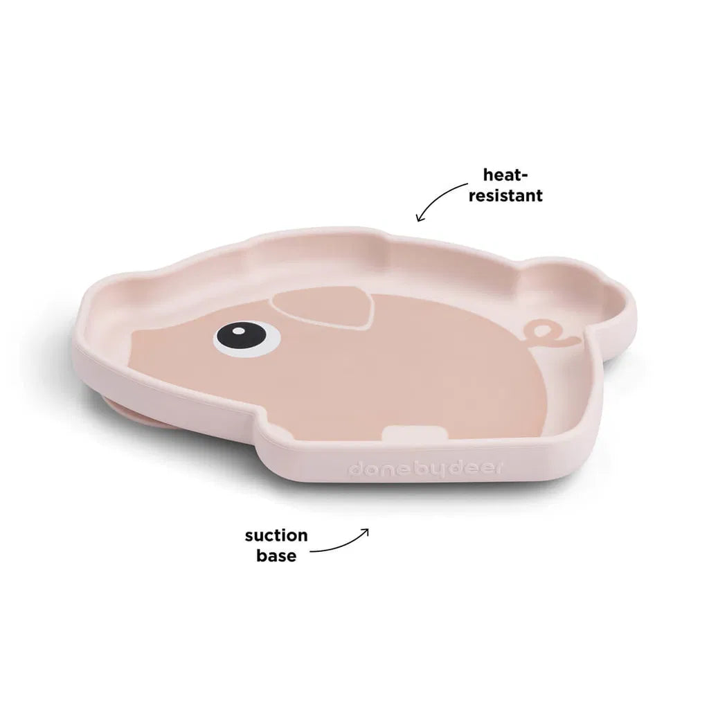 Silicone Stick&Stay Plate - Suction Cup Plate Pigee - Powder - Done by Deer