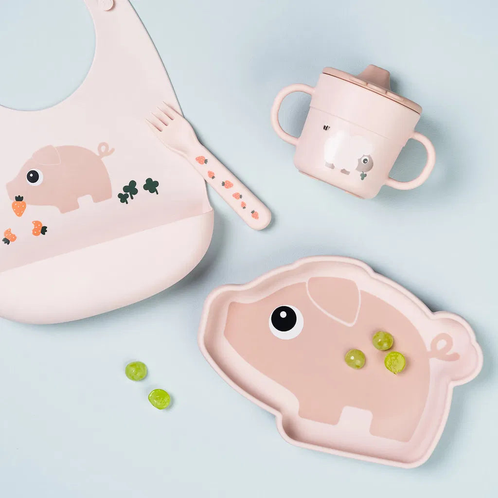 Silicone Stick&Stay Plate - Suction Cup Plate Pigee - Powder - Done by Deer