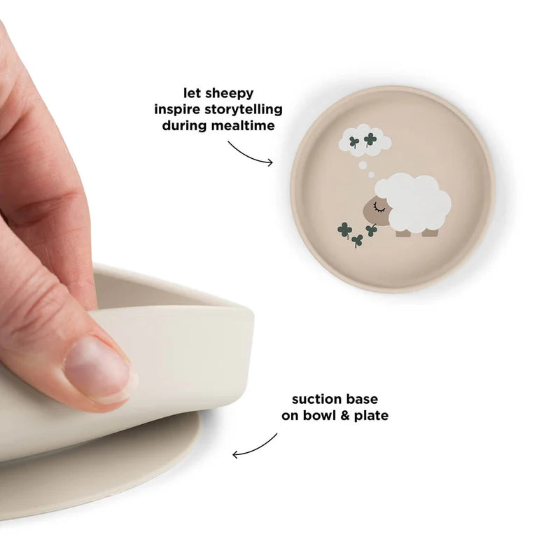 Saugnapf Teller - Silicone Stick&Stay plate - Tiny farm - Sand - Done by Deer