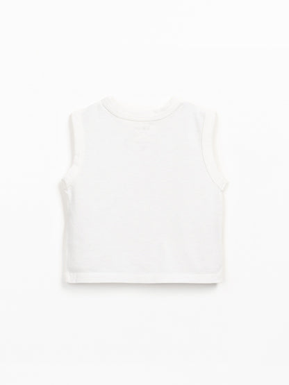 Mouwloos Jersey T-shirt- Wit - Biologisch katoen en gerecycled katoen - Play Up - achterkant