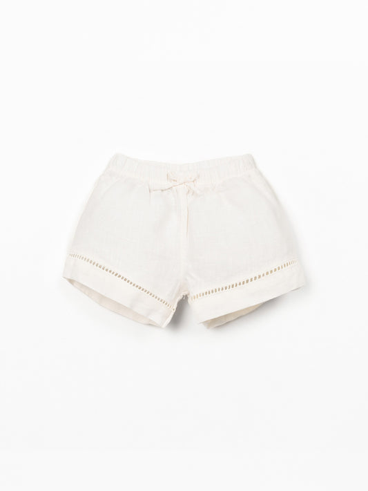 Leinen-Shorts mit elastischem Bund – Ecru – 100 % Leinen – Play Up