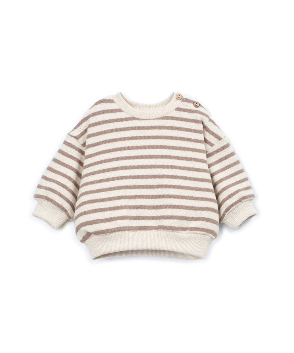 Striped Jersey Sweater - Drawing/Brown - Katoen & gerecycled katoen - Play Up