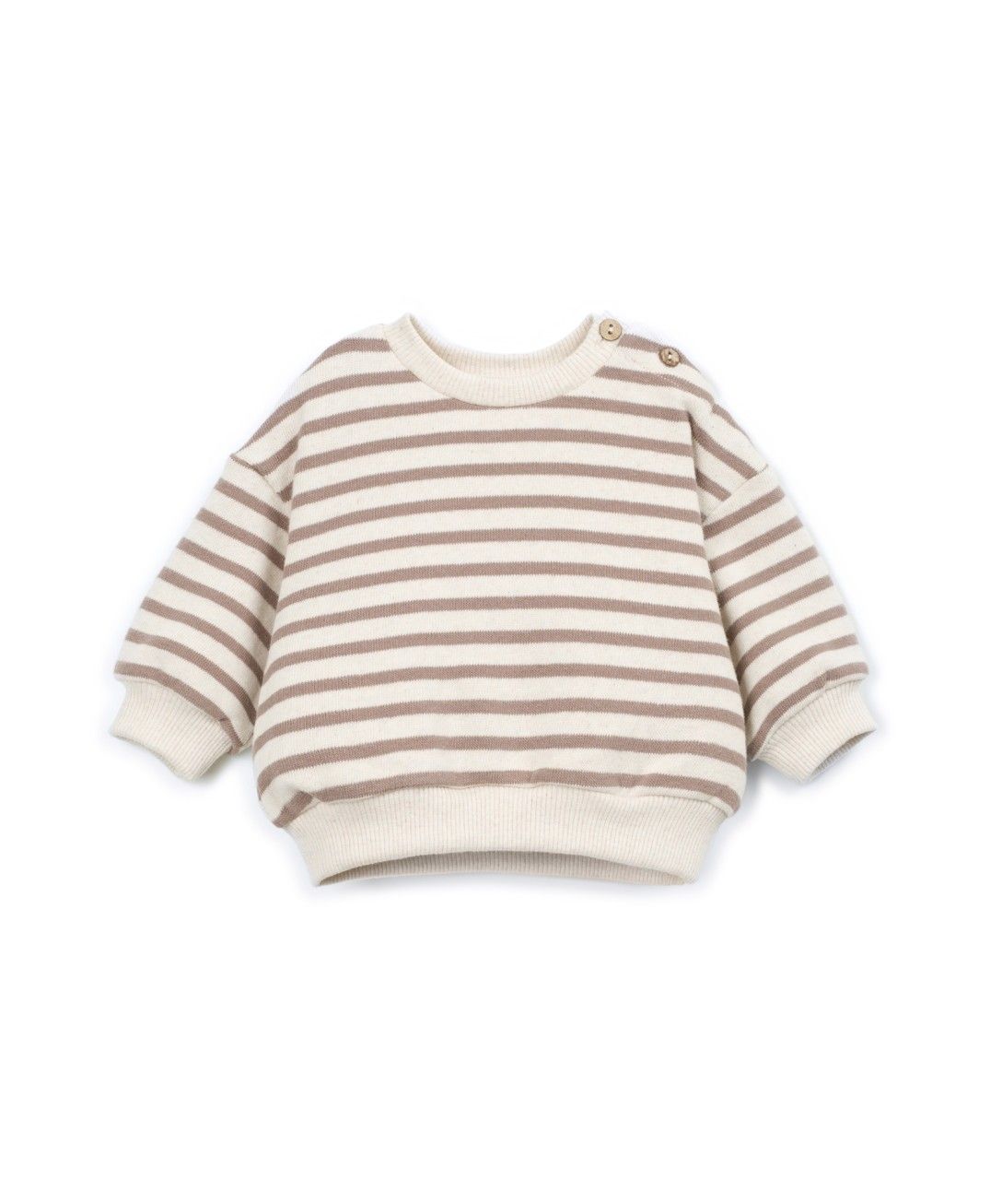 Striped Jersey Sweater - Drawing/Brown - Katoen & gerecycled katoen - Play Up