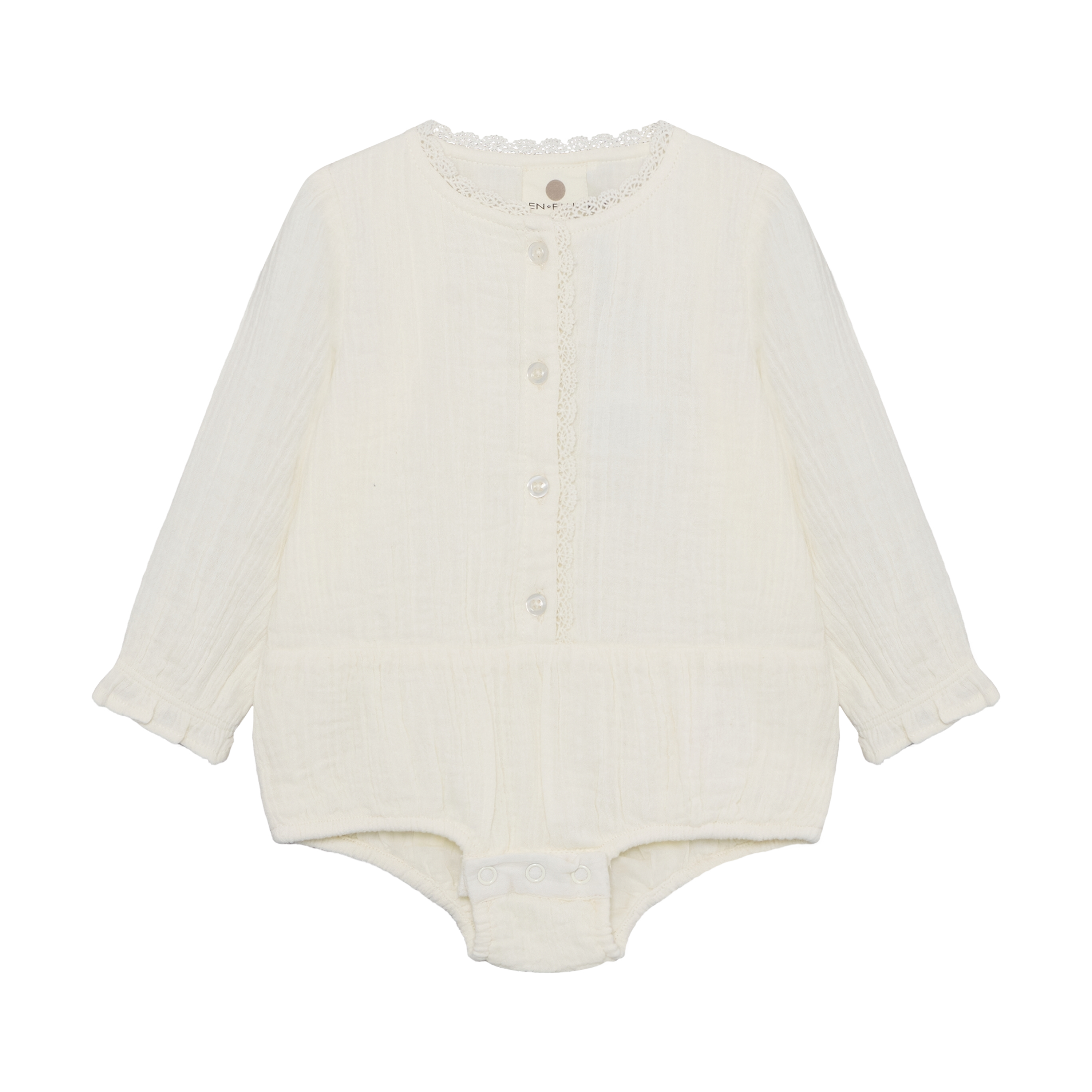 Mousseline romper met ruches - Pearled Ivory – 100% katoen – En Fant
