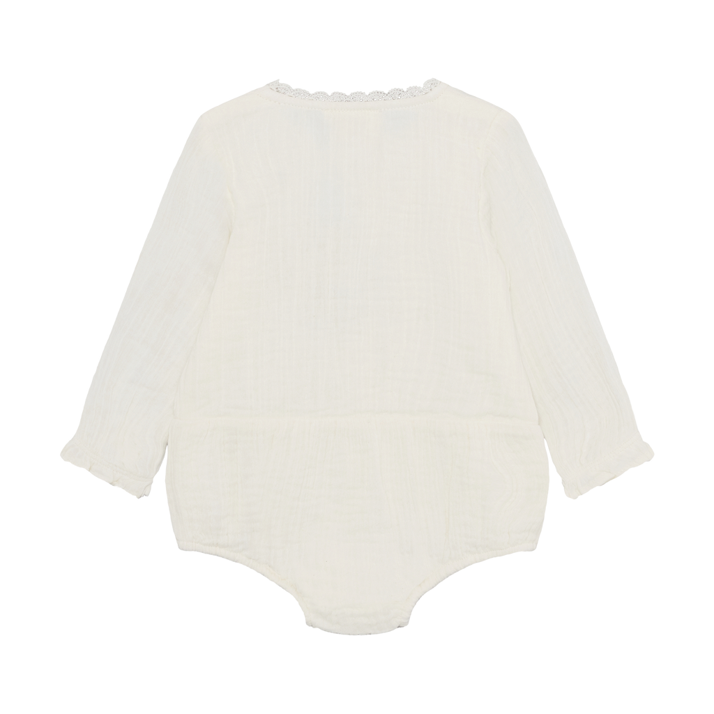 Mousseline romper met ruches - Pearled Ivory – 100% katoen – En Fant