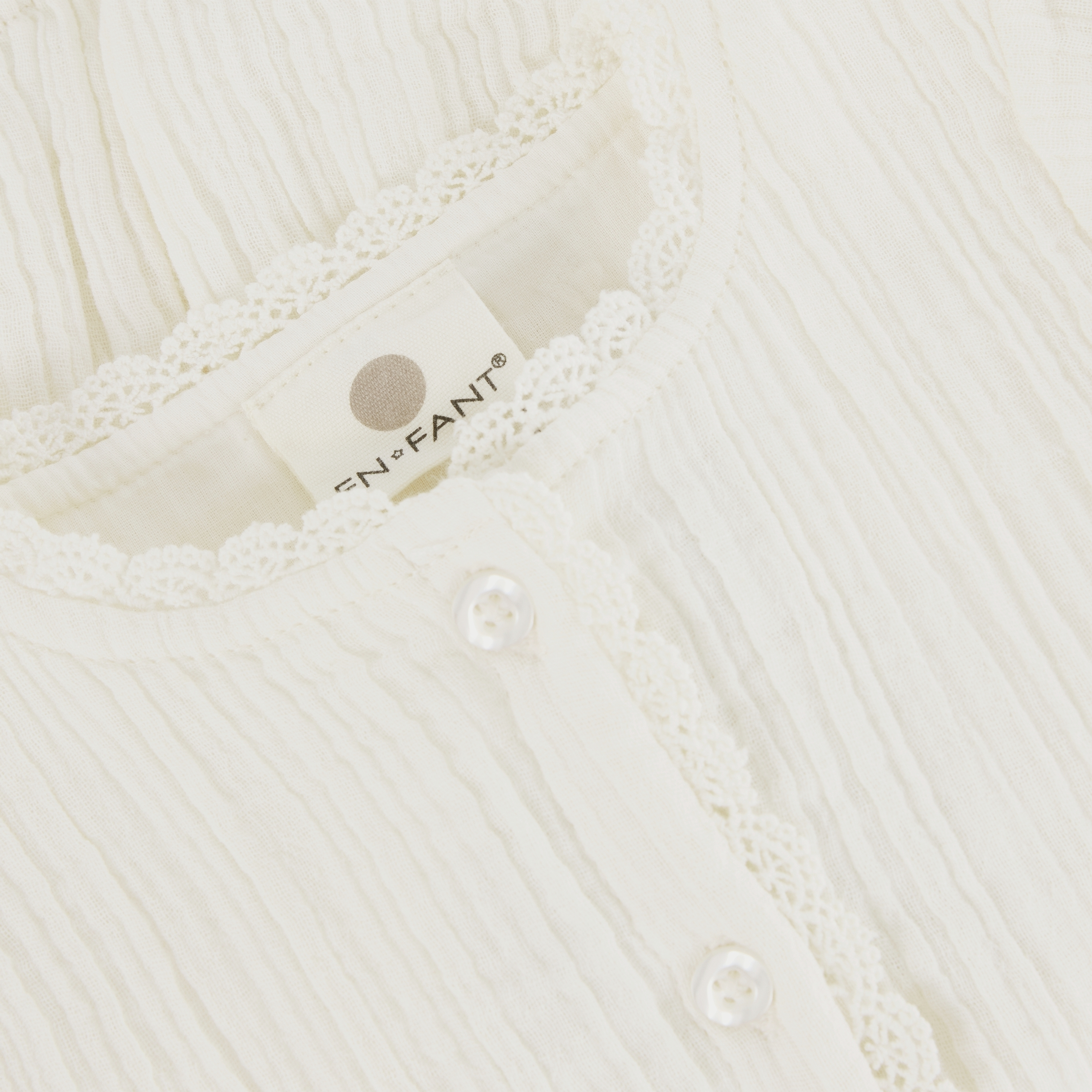 Mousseline romper met ruches - Pearled Ivory – 100% katoen – En Fant
