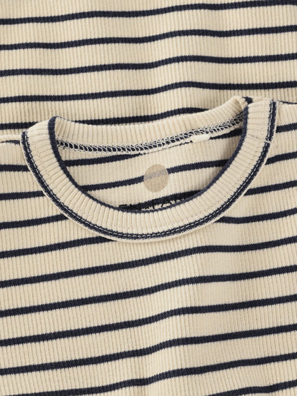Long-sleeved romper - LS Rib Body - Medieval Blue Stripe - GOTS - Cotton - En Fant