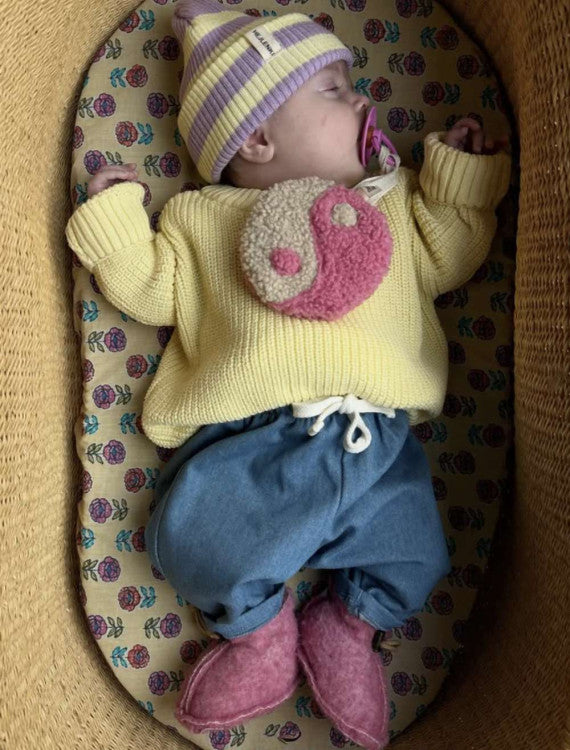 Babyslofjes Emo Roze – 100% wol – Alwero