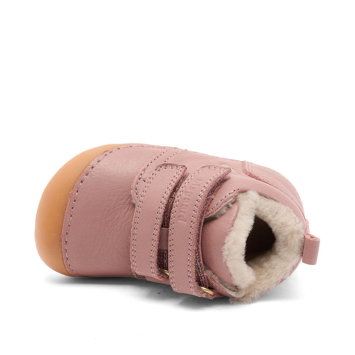 Barefoot Carter Lamb – Rose – Bisgaard : chaussure vue du dessus avec doublure visible.