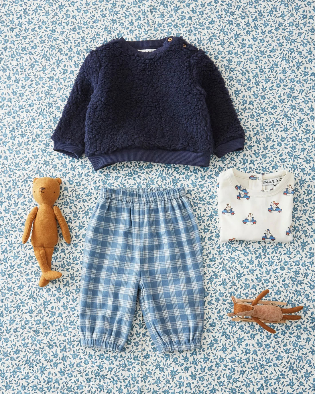 Baby broekje – Blue & White Checks – 100% katoen - Emile et Ida