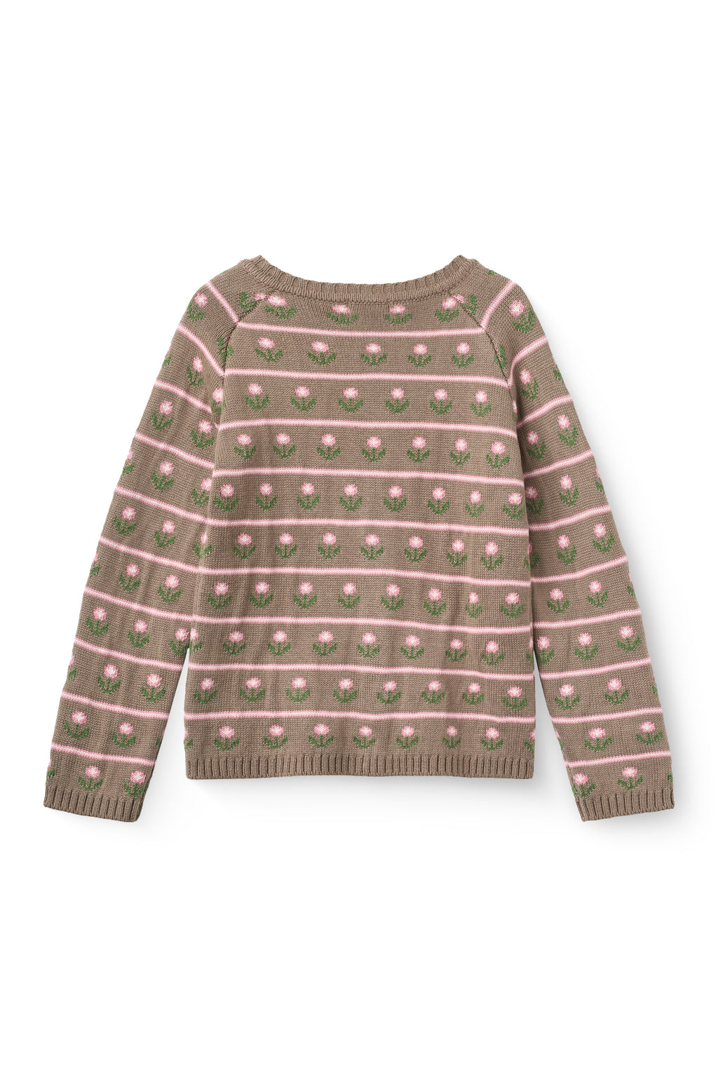 Gebreid vest met bloemenpatroon - Walnut Flower - 100% biologisch katoen - Copenhagen Colors - achterkant