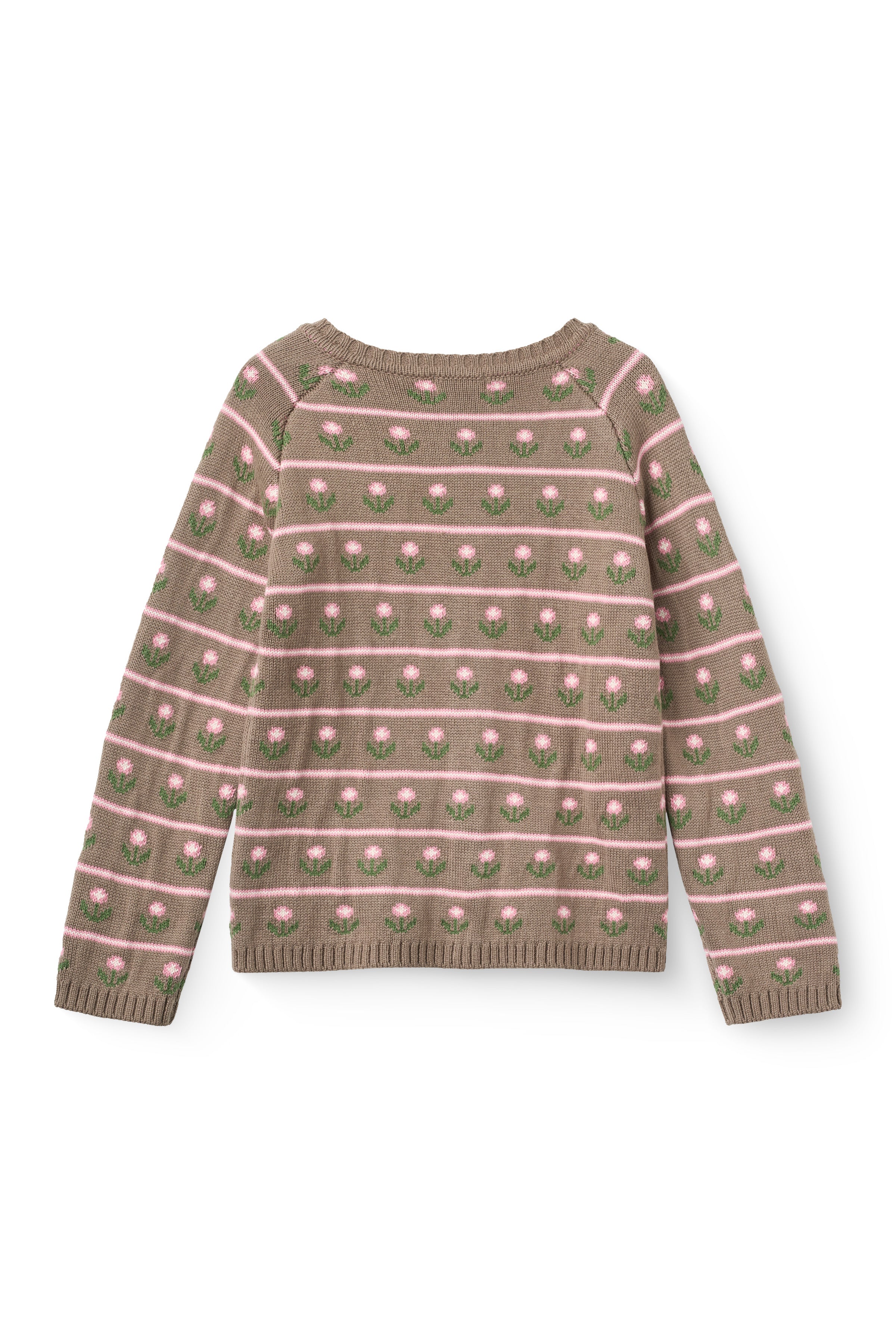 Gebreid vest met bloemenpatroon - Walnut Flower - 100% biologisch katoen - Copenhagen Colors - achterkant