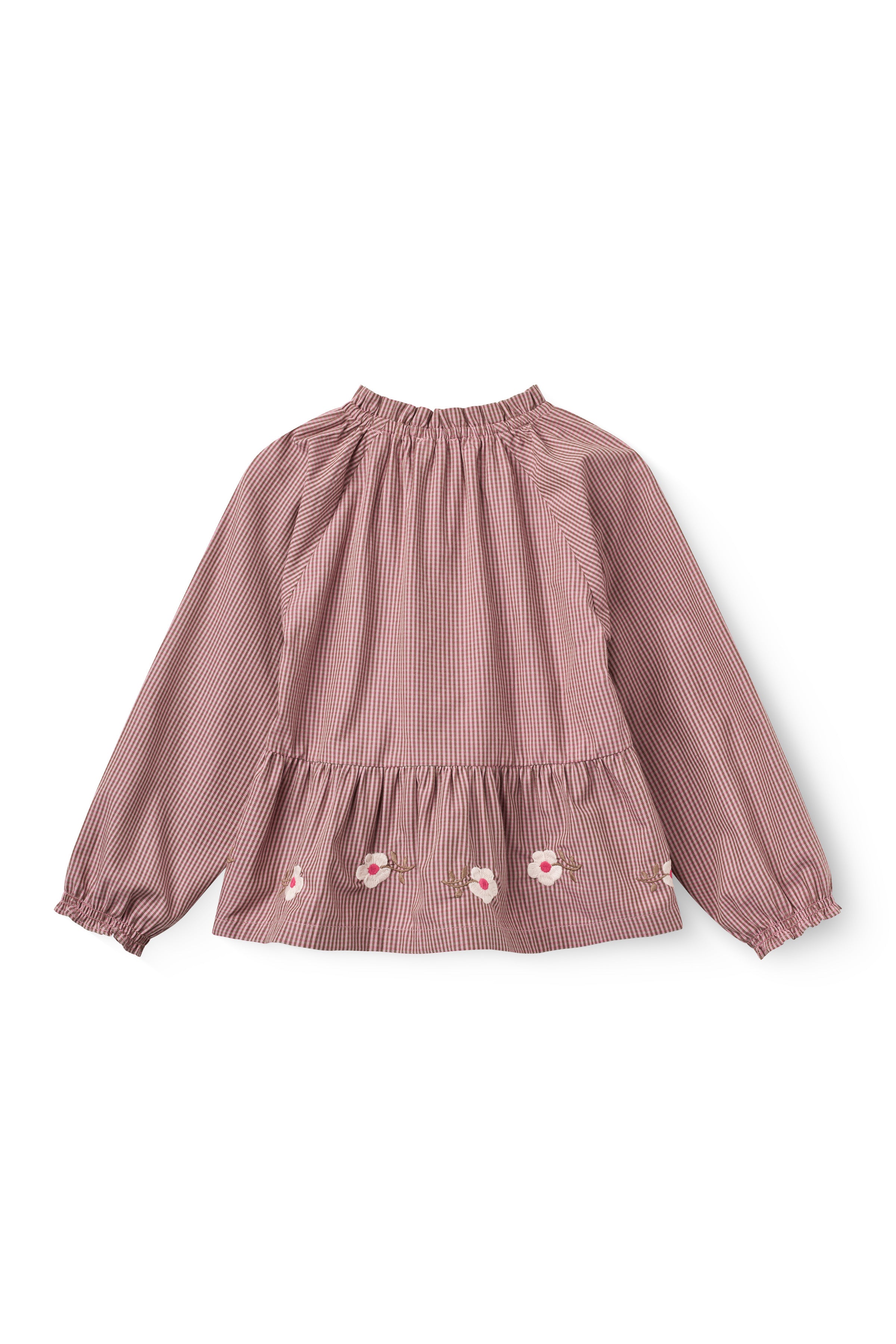 Blouse met borduursel - Winter Rose Check Comb - 100% biologisch katoen - Copenhagen Colors - achterkant