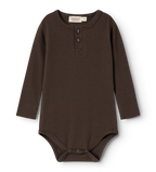 Romper met lange mouwen en knoopjes - Biologisch katoen & modal - Dark Roast - MarMar Copenhagen - productfoto - afbeelding 3