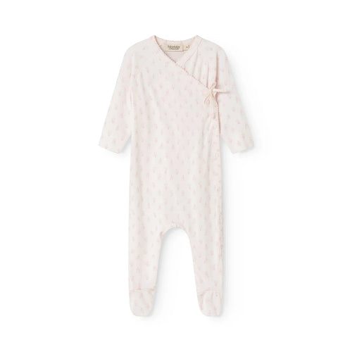 Footed Romper – Rubetta Mini Bloom – MarMar Copenhagen: front view of the light pink footed romper.