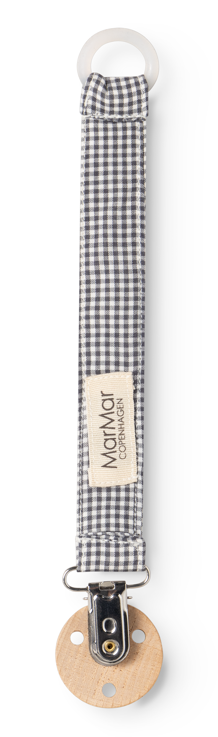 Speenkoord Alo met geborduurde teddyberen - Blue Check - MarMar Copenhagen - productfoto - afbeelding 3