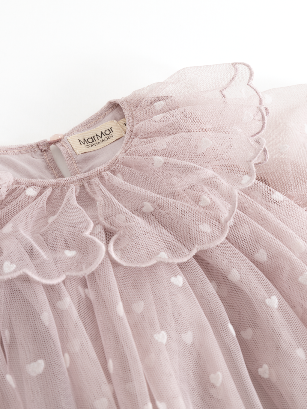Tule babyjurk Dera B met hartjes - Cloud Gray Hearts - MarMar Copenhagen - productfoto - afbeelding 4