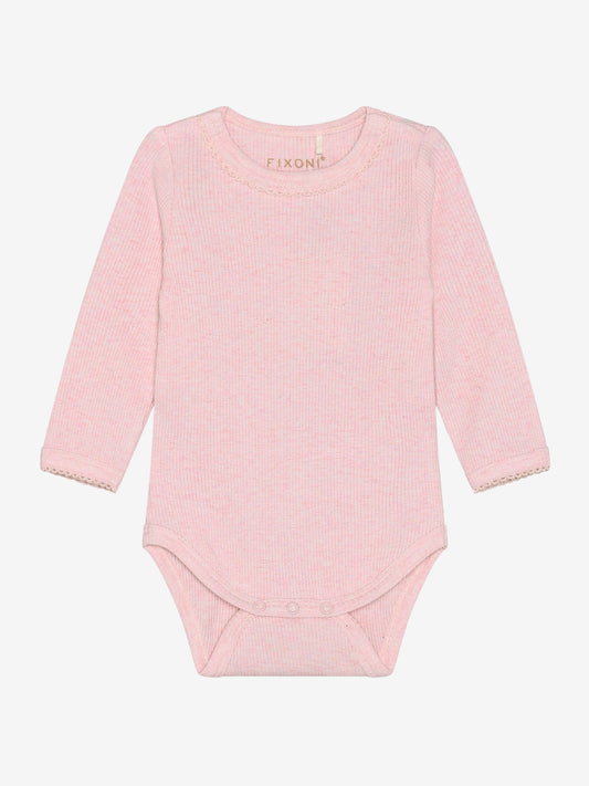 Bodysuit - Modal/cotton - Pink/Bleached Mauve Melange - Fixoni