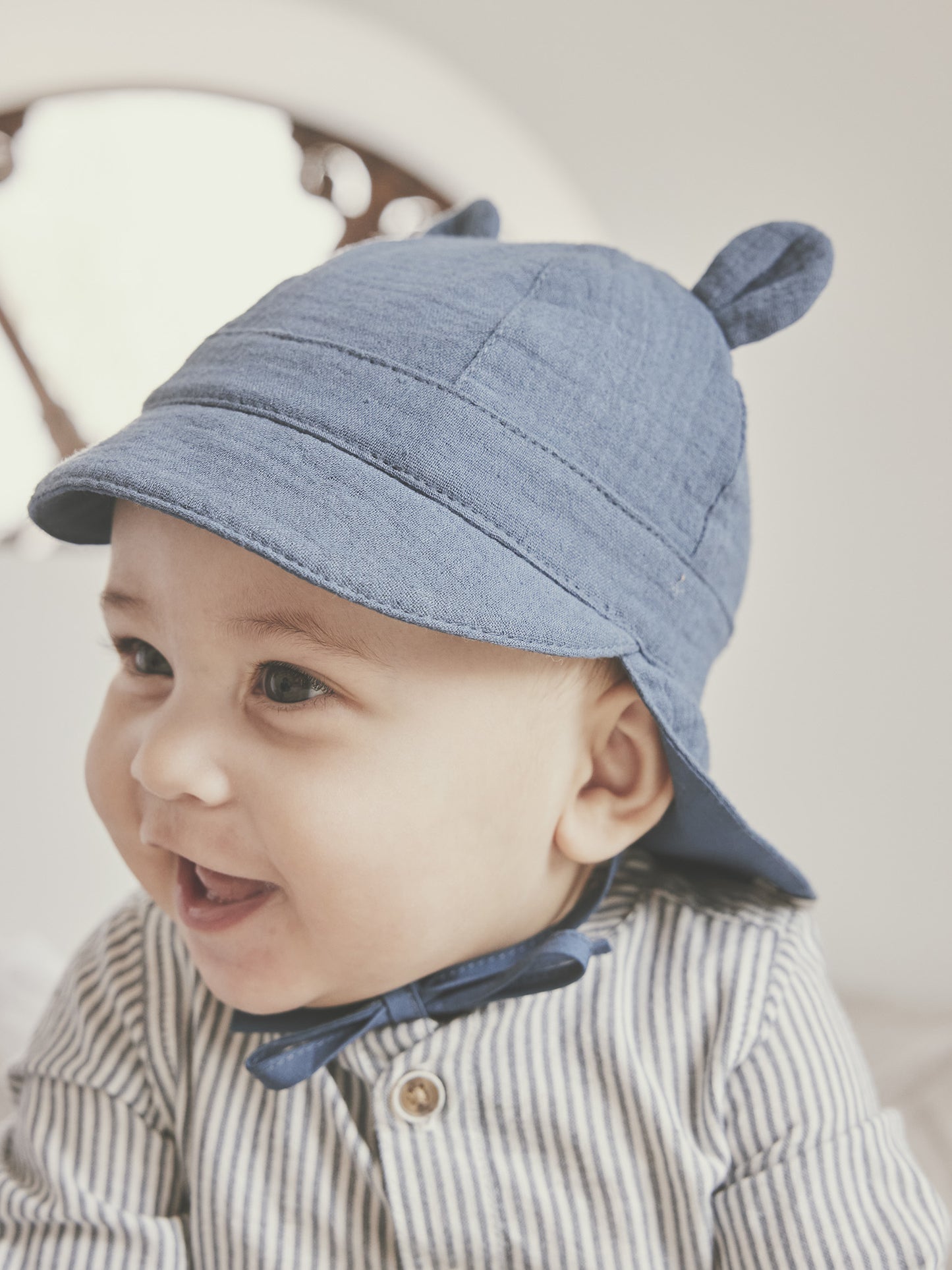 Baby sun hat with ears - Cotton muslin - HutteliHut