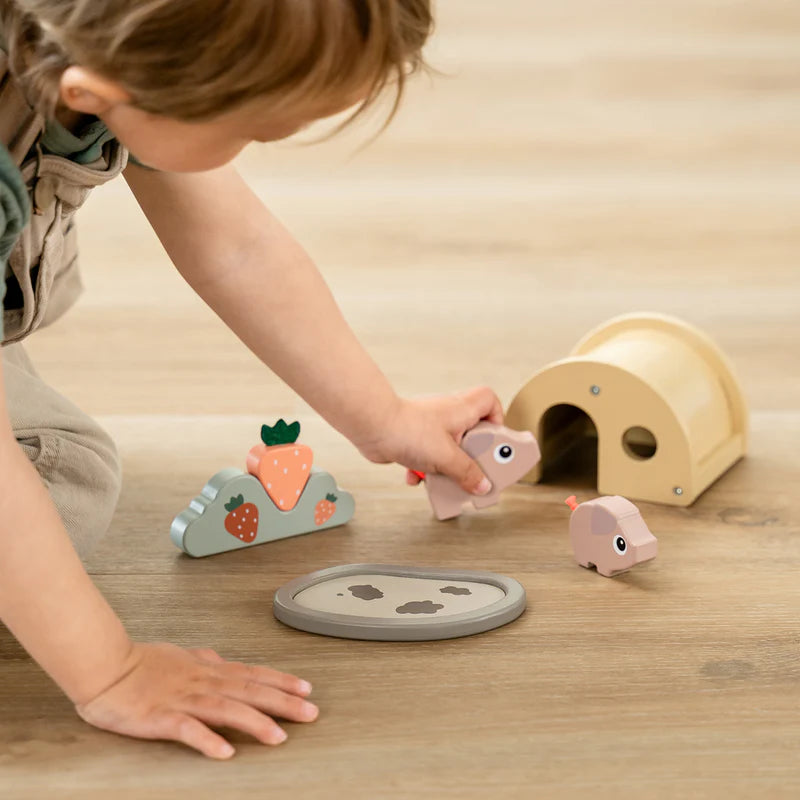 Wooden farm set - Tiny farm play set - Pigee - Colour mix - Done by Deer