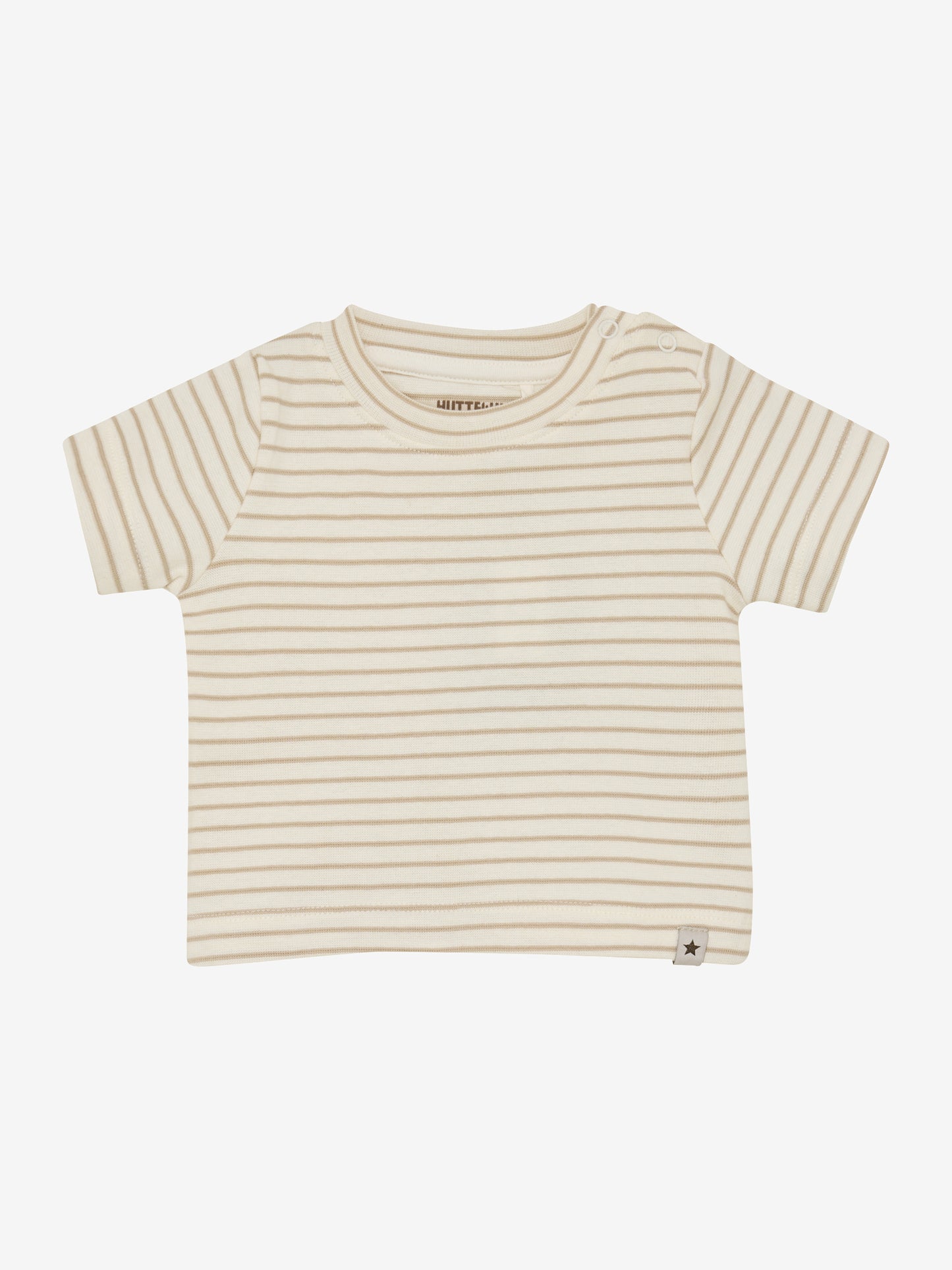 T-Shirt Baby - Bio-Baumwolle - Gestreift Beige/White Pepper - Huttelihut