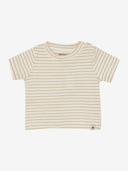 T-Shirt Baby - Bio-Baumwolle - Gestreift Beige/White Pepper - Huttelihut