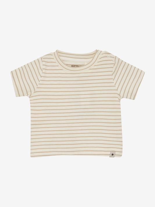 T-Shirt Baby - Bio-Baumwolle - Gestreift Beige/White Pepper - Huttelihut