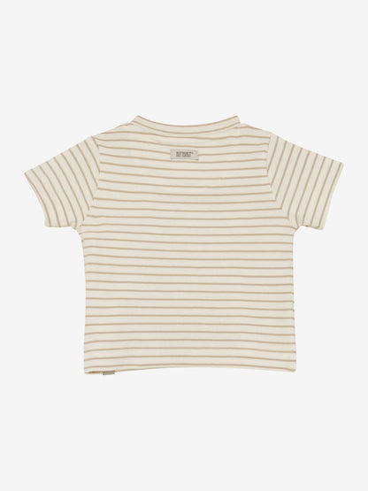 T-Shirt Baby - Bio-Baumwolle - Gestreift Beige/White Pepper - Huttelihut