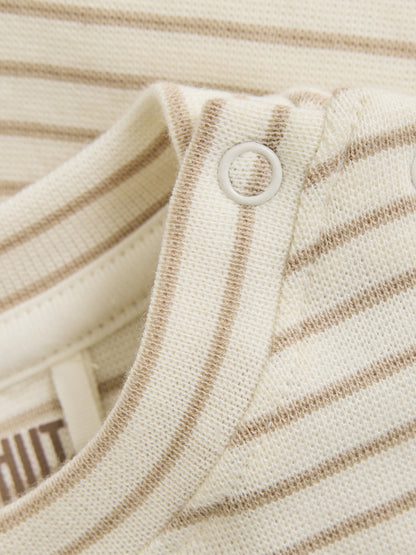 T-Shirt Baby - Bio-Baumwolle - Gestreift Beige/White Pepper - Huttelihut