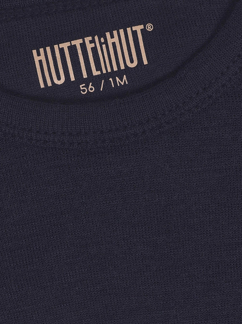 Grenouillère bébé manches longues - Bleu marine foncé - Tencel et laine mérinos - HUTTEliHUT